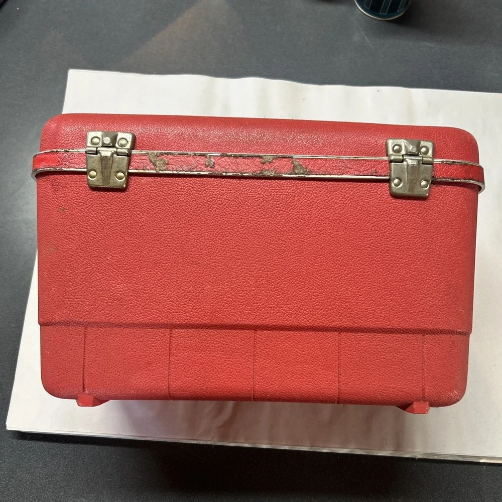 Vintage Red Forecast HARD SHELL TRAIN LUGGAGE Case No Key